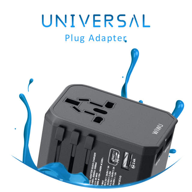 Picture of Wiwu UA304 45W PD Universal Travel Adapter Wall Charger Multifunction Quick Charger with 4 International Plug