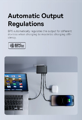 Picture of Baseus 160W GaN Charger GaN5 Pro Digital 2C+U CN Black Type-C to Type-C 240W48V 5A 1m Black