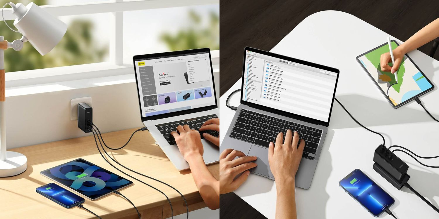 Picture of Baseus 160W GaN Charger GaN5 Pro Digital 2C+U CN Black Type-C to Type-C 240W48V 5A 1m Black