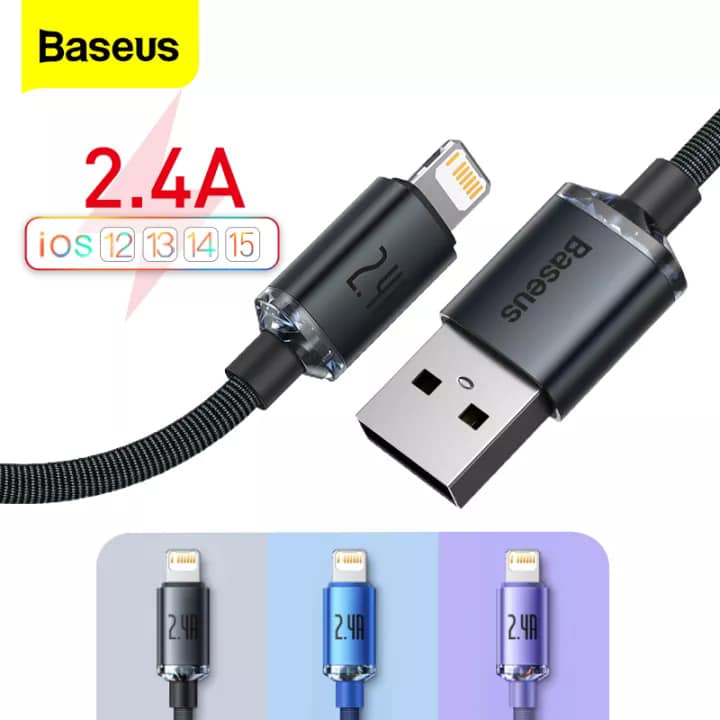 Picture of BASEUS Crystal Shine Series 2.4A Fast Charging USB to iP Data Cable 1.2m  Black
