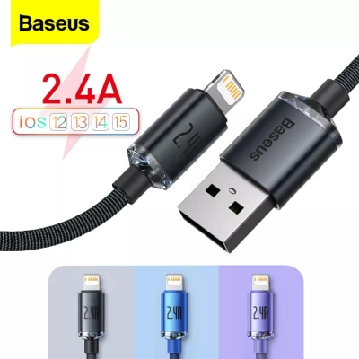 Picture of BASEUS Crystal Shine Series 2.4A Fast Charging USB to iP Data Cable 1.2m  Black