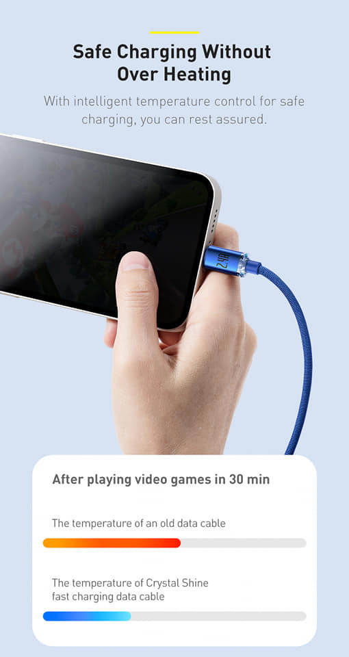 Picture of BASEUS Crystal Shine Series 2.4A Fast Charging USB to iP Data Cable 1.2m  Black