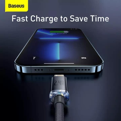 Picture of BASEUS Crystal Shine Series 2.4A Fast Charging USB to iP Data Cable 1.2m  Black