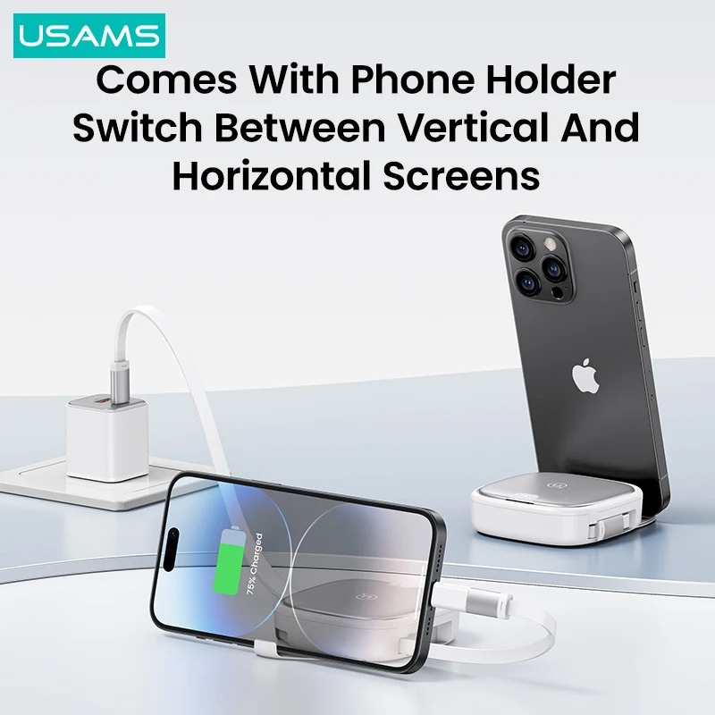 Picture of USAMS USB C Cable 60W Fast Charging Cable with Multiple Connectors Storage for iiPhone 15 Plus Pro Max iPad Xiaomi Samsung