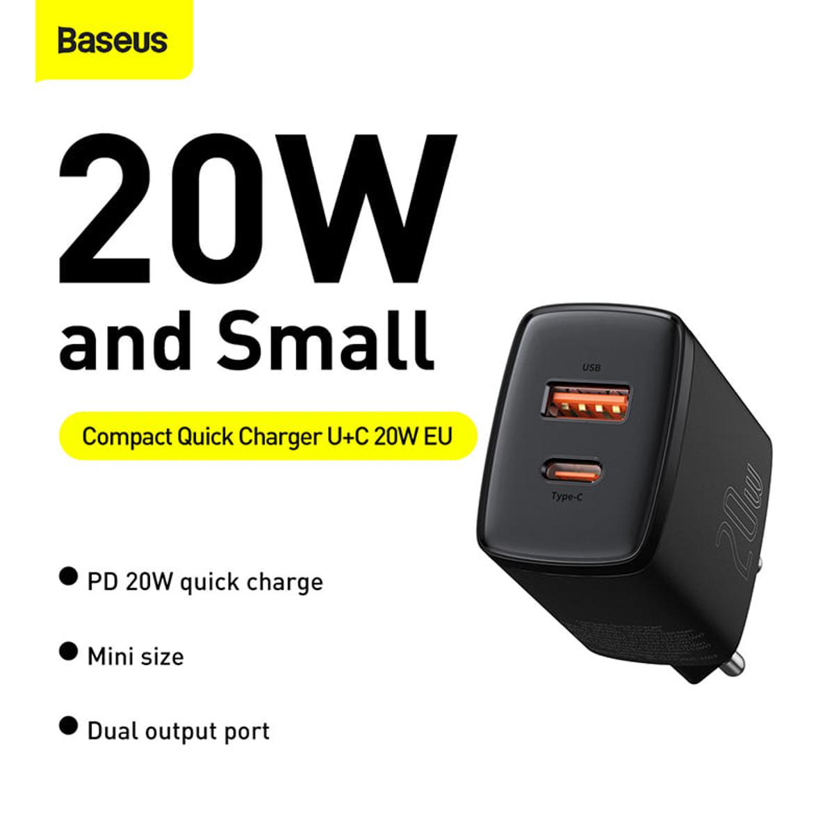 Picture of Baseus 20w Usb Charger Holder Type C Pd Quick Charging Dual Port Usb Portable Phone Charger For Ip 12 13 Pro Max 11 Mini 8 Plus