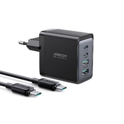 Picture of Joyroom GaN Ultra TCG02 67W 2C2A Fast Charger+100W C to C Cable 1.2m - Black