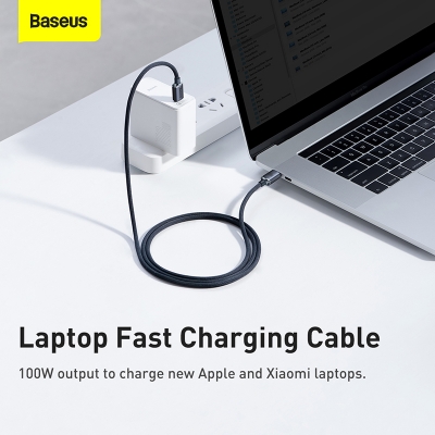 Picture of Baseus 100W 1.2M Type-C to Type-C Crystal Shine Series Fast Charging Data Cable Black