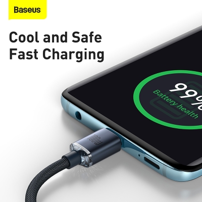Picture of Baseus 100W 1.2M Type-C to Type-C Crystal Shine Series Fast Charging Data Cable Black