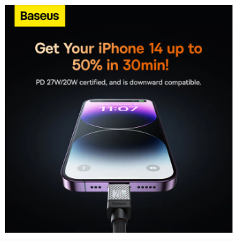 Picture of Baseus PD 20W Cable USB C to Lightning Cable for iiPhone 14 13 pro max 12 pro max 11 pro
