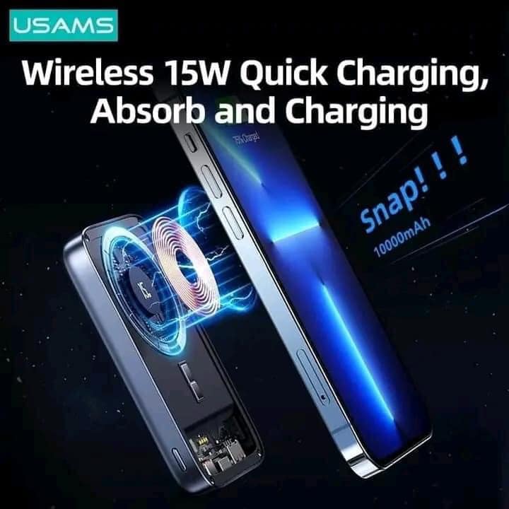 Picture of USAMS US-CD184 PB67 PD20W+QC3.0 Power Bank Transparent Portable Charger 10000mah 22.5W External Battery 15W Magnetic Wireless Charger