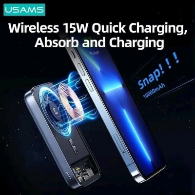Picture of USAMS US-CD184 PB67 PD20W+QC3.0 Power Bank Transparent Portable Charger 10000mah 22.5W External Battery 15W Magnetic Wireless Charger