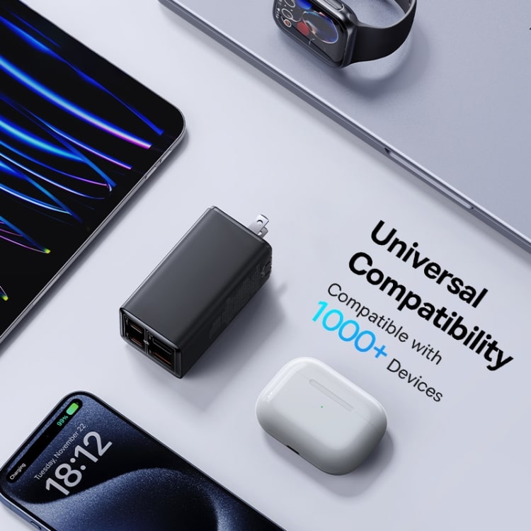 Picture of Baseus GaN6 Pro 100W 2 x USB-C Type-C + 2 x USB Fast Charger, US Plug (Black)