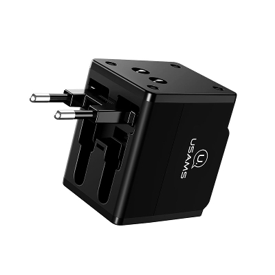 Picture of USAMS T2 Dual USB Universal Travel adapter- black