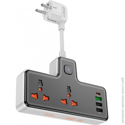 Picture of Hoco Ac12A Reise 2-Position Expansion Socket(Pd30W/1C3A)(Eu) Black