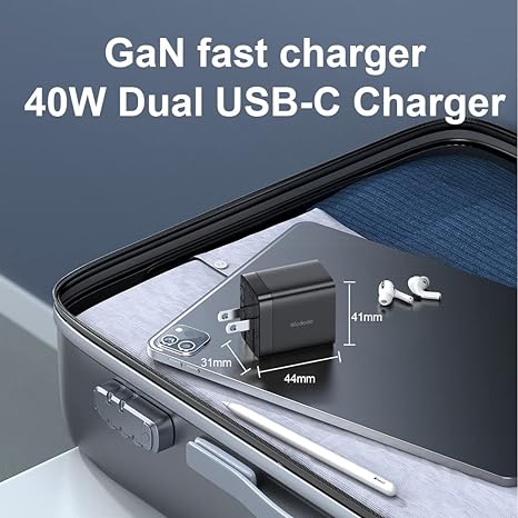 Picture of Mcdodo 40W USB C Fast Charging Charger Blocks with Dual Type C Port Folding Plug Power Adapter for iPhone 14/14 Pro/14 Pro Max/13,Samsung S22