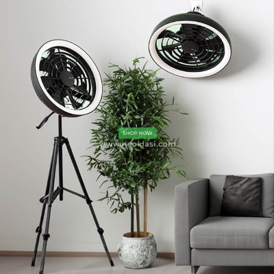 Picture of JISULIFE FA17 Outdoor LED Ceiling Fan With Long Tripod Stand