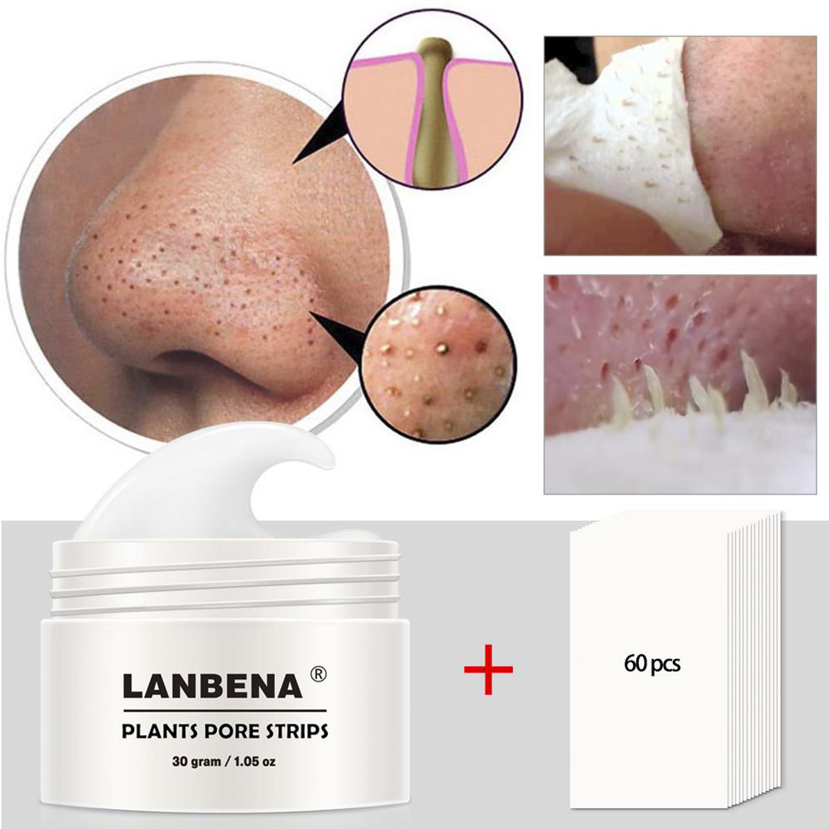 Picture of Lanbena Blackhead Remover Nose Strips 60pcs 2% BHA - 30G
