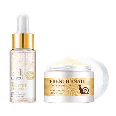 Picture of LAIKOU 24k Gold Snail Serum 17ml and Snail Extract Face Cream 25 gm commbo