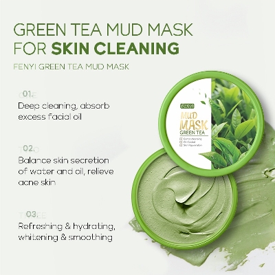 Picture of Fenyi Green Tea Mud Mask - 100g + Mask Applicator Brush Bundle