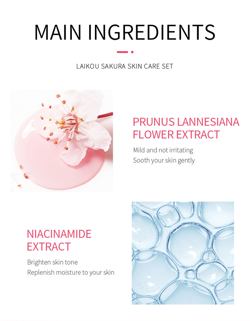 Picture of LAIKOU Sakura Skincare Set 4pcs (Face Cleanser /Toner/ Lotion/ Face Cream)-2gm