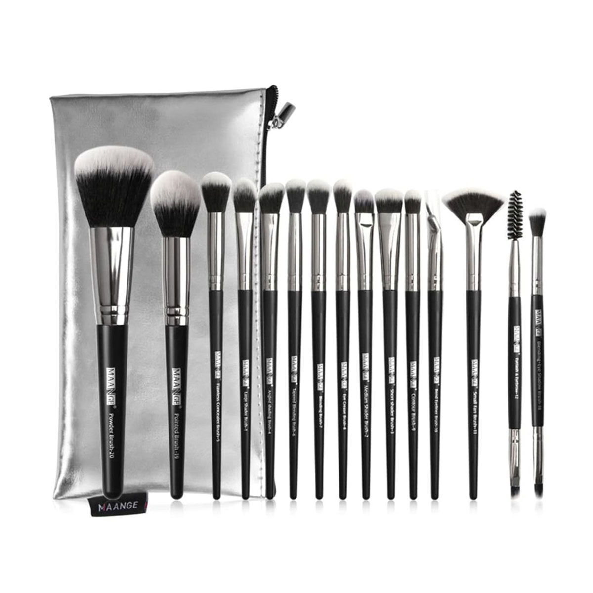 Picture of Maange 15 Pcs Makeup Brush Set (Black Colour)