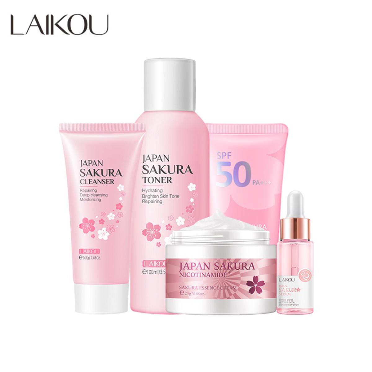 Picture of LAIKOU Japan Sakura 5 pcs Set (Cleanser/Toner/cream/Sunscreen/Serum)