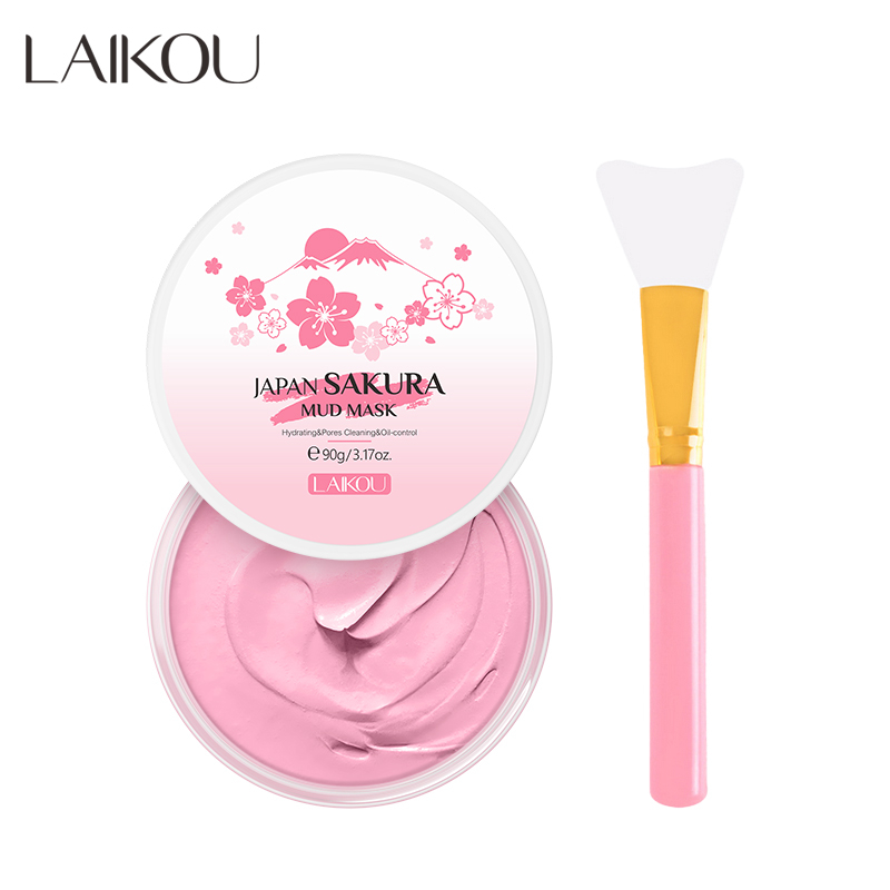 Picture of LAIKOU Sakura Mud Mask 90gm + Facial Mask Brush