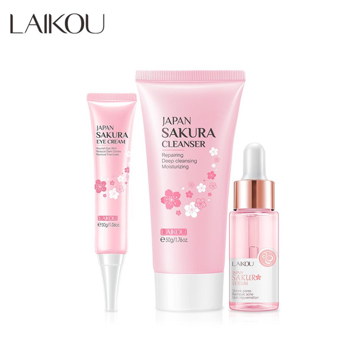 Picture of LAIKOU Sakura Foam Cleanser Eye Cleaner Face Wash Serum - 3pc - Various Volume