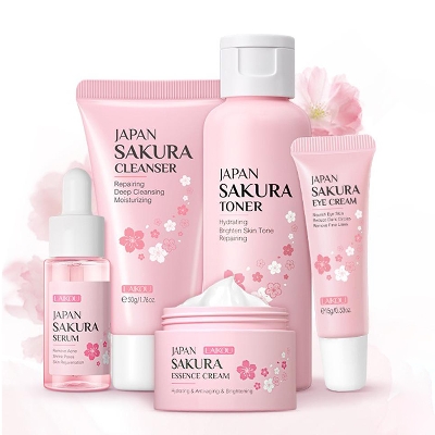 Picture of Laikou Japan Sakura Skin Care Set - 5pcs [serum Cream Toner Eye Cream Cleanser Combo]
