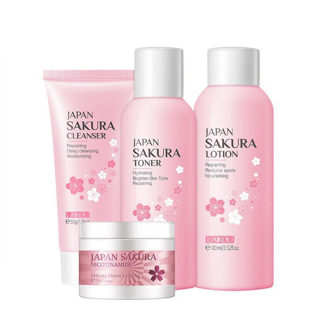 Picture of LAIKOU Sakura Skin Care 4Pcs Set -(Cleanser/Toner/Lotion/cream)