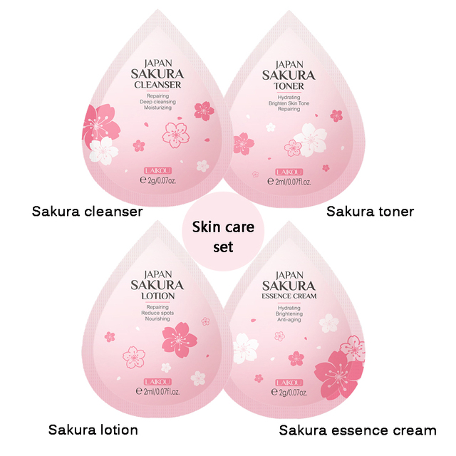 Picture of LAIKOU Sakura Skincare Set Mini 4pcs (Face Cleanser /Toner/ Lotion/ Face Cream)-2gm