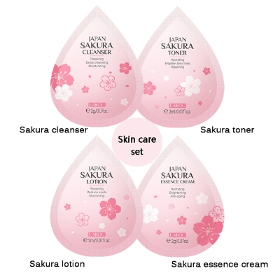 Picture of LAIKOU Sakura Skincare Set Mini 4pcs (Face Cleanser /Toner/ Lotion/ Face Cream)-2gm