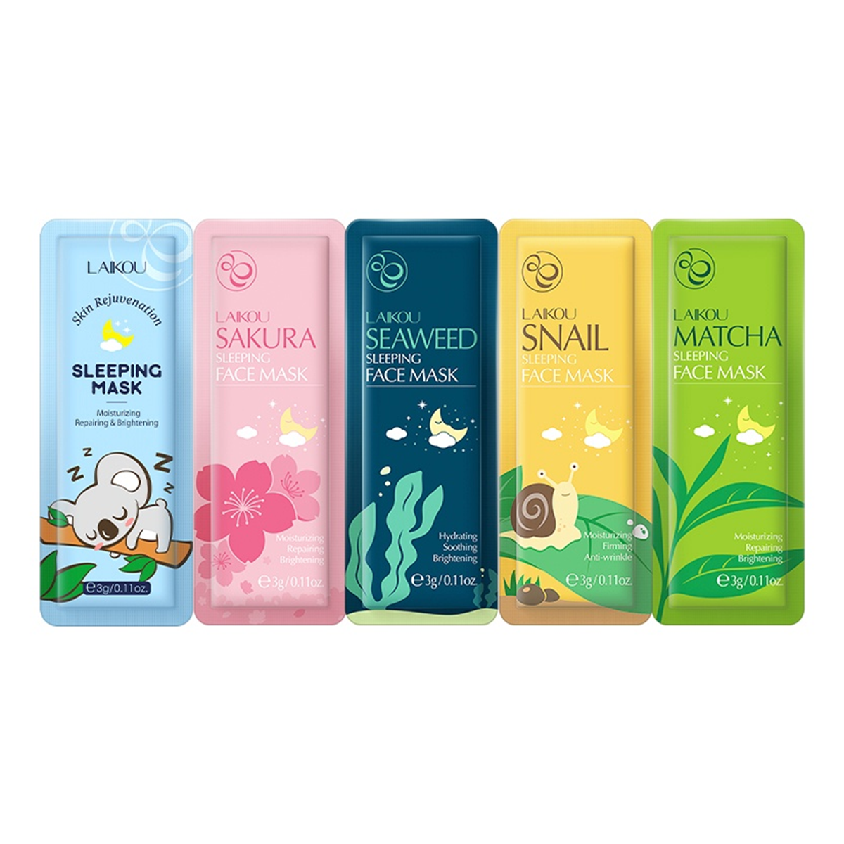Picture of LAIKOU (Skin rejuvenation/Sakura/Seaweed/Snail/Matcha ) Sleeping Mask 5 Pcs face mask