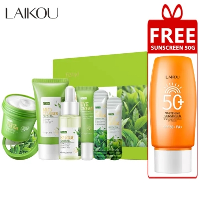 Picture of Fenyi Skincare Green Tea Set - 6Pcs + LAIKOU SUNSCREEN SPF50+PA+ - 50Gm