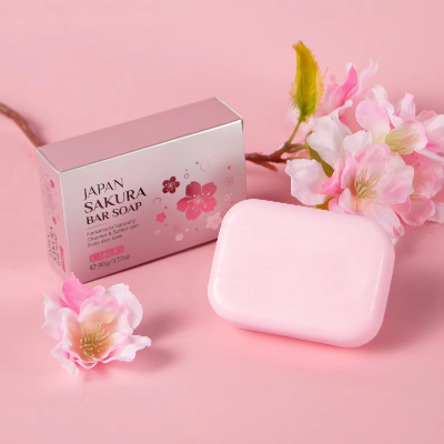 Picture of LAIKOU Japan Sakura Bar Soap Handmade Naturally Cleanse and Soften Skin Even Skin Tone 90g