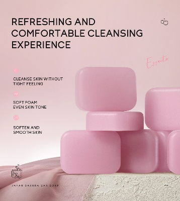 Picture of LAIKOU Japan Sakura Bar Soap Handmade Naturally Cleanse and Soften Skin Even Skin Tone 90g