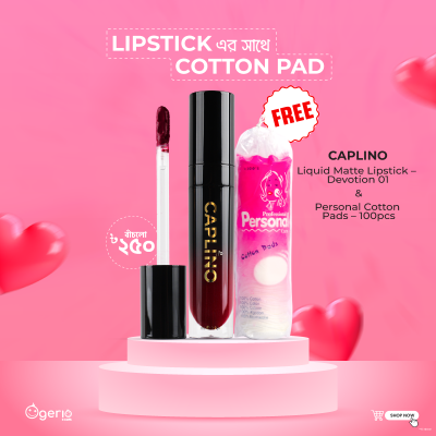 Picture of Caplino Liquid Matte Lipstick - Devotion 01 with Free Personal Cotton Pads