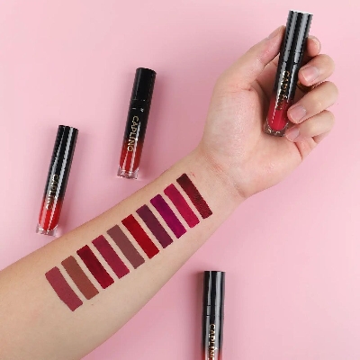 Picture of Caplino Liquid Matte Lipstick - Pink Petal 02 with Free Personal Cotton Pads