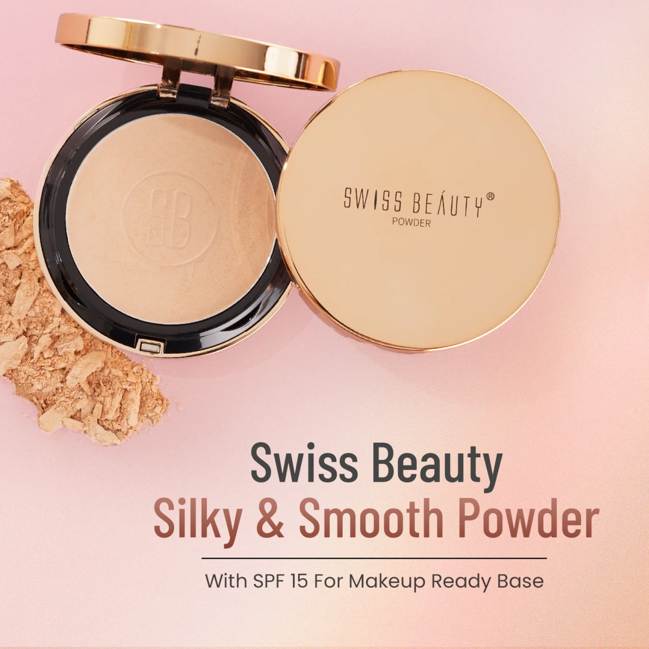 Picture of Swiss Beauty Silky & Smooth Oil Control Pressed Powder Compact with SPF 15 – 02 Natural