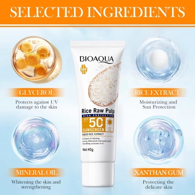 Picture of Bioaqua Rice Raw Pulp Sunscreen SPF 50+ Pa+++  40G