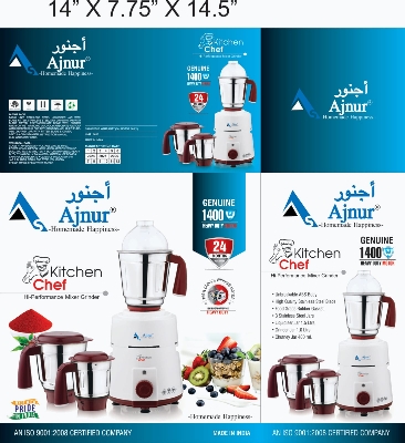 Picture of Ajnur Blender Plus Mixer Grinder - 1400 Watt -  Kitchen Chef Powerhouse for Superior Blending and Mixing