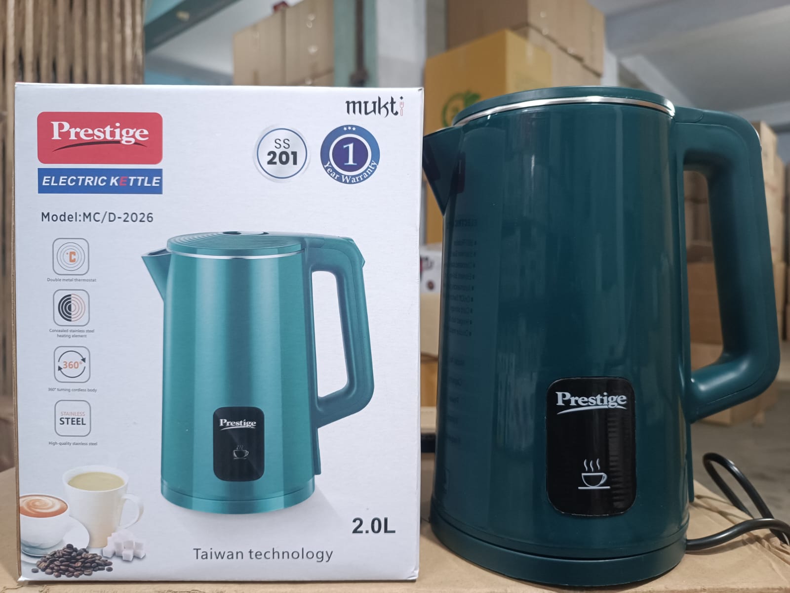 Picture of Prestige Electric Kettle with 2.0L Capacity - Model MC/2026 for Quick and Hassle-Free Boiling - Efficient and Convenient