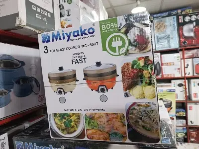 Picture of Miyako With Double Pot, Removable non-stick pan, Automatic cooking and warming system MC-550T (5.5 LTR) Miyako 3 Pot Multi cooker, Electric Curry Cooker