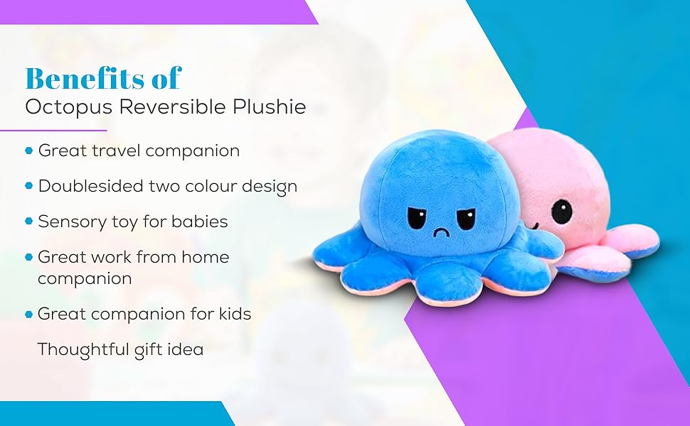 Picture of Reversible Soft Toy Octopus Baby Multi-color Cute Toy