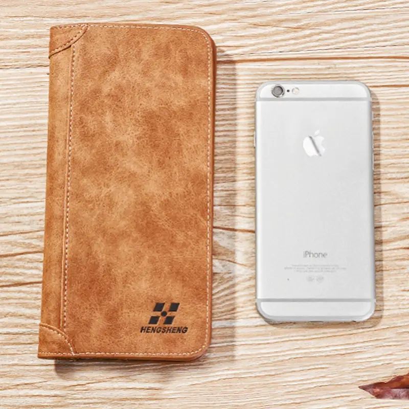 Picture of Men Wallet Vintage PU Leather Frosted Long Wallets Coin Pocket Billetera Hombre Man Purse Male ID Card Holder Money Bag