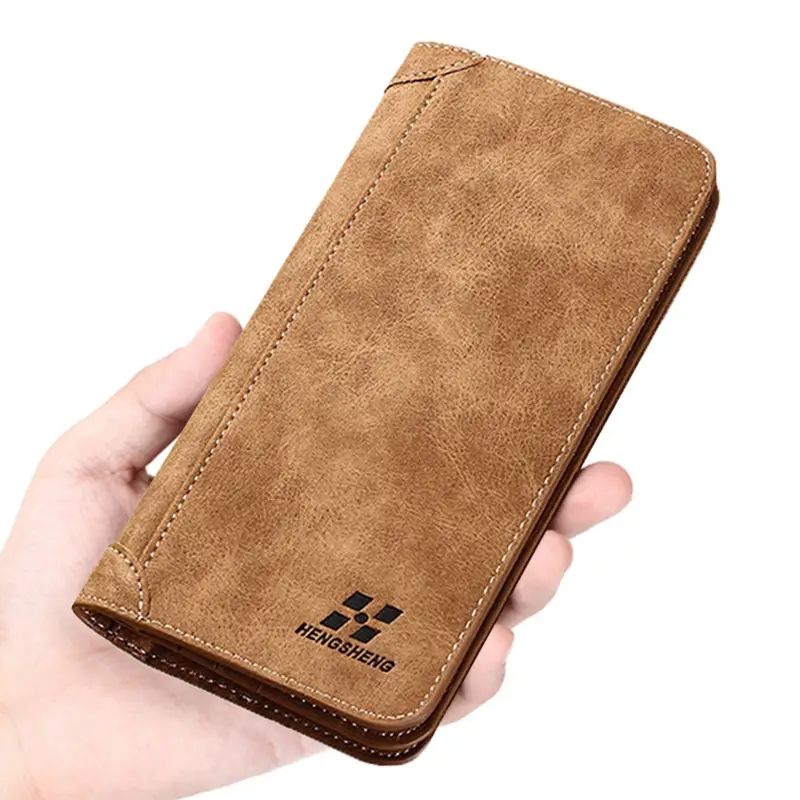 Picture of Men Wallet Vintage PU Leather Frosted Long Wallets Coin Pocket Billetera Hombre Man Purse Male ID Card Holder Money Bag