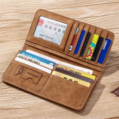Picture of Men Wallet Vintage PU Leather Frosted Long Wallets Coin Pocket Billetera Hombre Man Purse Male ID Card Holder Money Bag