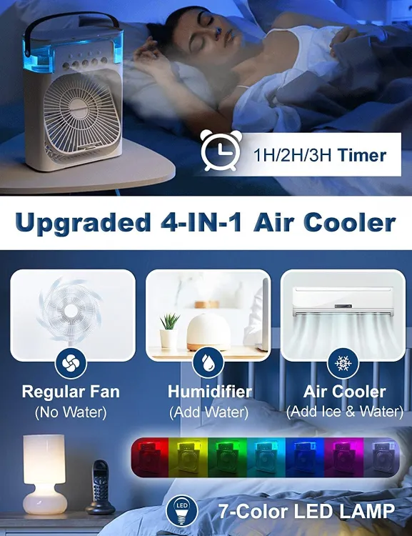 Picture of MIN AIR COOLER FAN WITH SEVEN COLORS LED LIGHT, HUMIDIFIRE, MIST MAKING SYSTEM WITH PERFUME DISPENSER