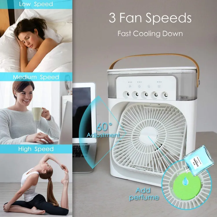 Picture of MIN AIR COOLER FAN WITH SEVEN COLORS LED LIGHT, HUMIDIFIRE, MIST MAKING SYSTEM WITH PERFUME DISPENSER