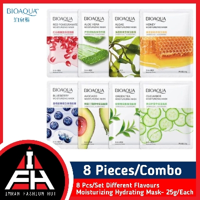 Picture of BIOAQUA 8 Pcs/Set Different Flavours Moisturizing Hydrating Facial Face Sheet Mask- 25g/Each